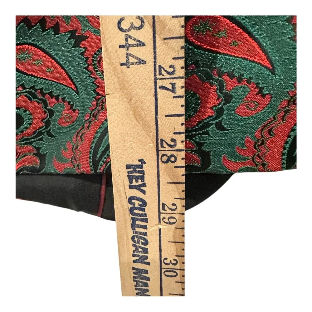Christmas Paisley Tuxedo Jacket Red Green  Blazer Mens M Shawl Lapel Coofandy